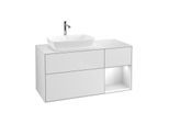 Villeroy und Boch Finion Waschtischunterschrank G811MTMT 120cm, Abdeckplatte white matt, Emotion, Regale White matt lacquer, White matt lacquer