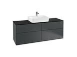 Villeroy und Boch Finion Waschtischunterschrank F19200HG 160x60,3cm, Abdeckplatte black matt, Midnight Blue Matt Lacquer