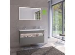 Keuco Stageline Waschtisch-Unterschrank 32882290100 120 x 62,5 x 49 cm, Lack Inox Seidenmatt, Glas Inox satiniert, mit Elektrik