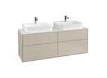 Villeroy und Boch Finion Waschtischunterschrank F18100HH 160x60,3cm, Abdeckplatte white matt, Sand Matt Lacquer