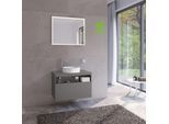 Keuco Stageline Waschtisch-Unterschrank 32864290000 80 x 55 x 49 cm, Lack Inox Seidenmatt, Glas Inox satiniert, ohne Elektrik, mit Hahnlochbohrung