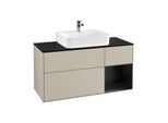 Villeroy und Boch Finion Waschtischunterschrank F172PDHH 120cm, Abdeckplatte black matt, Regal rechts Black matt lacquer, Sand Matt Lacquer