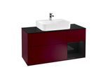 Villeroy und Boch Finion Waschtischunterschrank G172PHHB 120cm, Abdeckplatte black matt, Emotion, Regal rechts Glossy Black Lacquer, Peony Matt