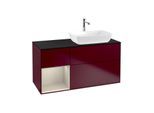 Villeroy und Boch Finion Waschtischunterschrank F802HHHB 120cm, Abdeckplatte black matt, Regale sand matt lacquer, Peony Matt