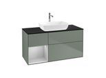 Villeroy und Boch Finion Waschtischunterschrank F822GJGM 120cm, Abdeckplatte black matt, Regale Light grey matt lacquer, Olive Matt Lacquer