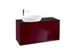 Villeroy und Boch Finion Waschtischunterschrank F932HBHB 120cm, Abdeckplatte black matt, Regale Peony matt lacquer, Peony Matt