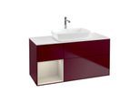 Villeroy und Boch Finion Waschtischunterschrank F821HHHB 120cm, Abdeckplatte white matt, Regale sand matt lacquer, Peony Matt