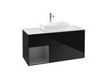 Villeroy und Boch Finion Waschtischunterschrank F821GKPH 120cm, Abdeckplatte white matt, Regale Anthracite matt lacquer, Glossy Black Lacquer