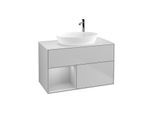 Villeroy und Boch Finion Waschtischunterschrank G891GJGJ 100cm, Abdeckplatte white matt, Emotion, Regale Light grey matt lacquer, Light grey matt