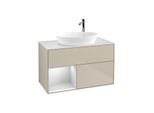 Villeroy und Boch Finion Waschtischunterschrank F891MTHH 100cm, Abdeckplatte white matt, Regale White matt lacquer, Sand Matt Lacquer
