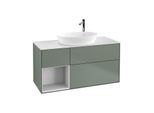 Villeroy und Boch Finion Waschtischunterschrank G941MTGM 120cm, Abdeckplatte white matt, Emotion, Regale White matt lacquer, Olive Matt Lacquer