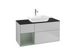 Villeroy und Boch Finion Waschtischunterschrank F822GMGJ 120cm, Abdeckplatte black matt, Regale Olive matt lacquer, Light grey matt
