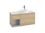 Villeroy und Boch Finion Waschtischunterschrank G941GJPC 120cm, Abdeckplatte white matt, Emotion, Regale Light grey matt lacquer, Oak Veneer