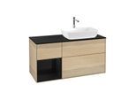 Villeroy und Boch Finion Waschtischunterschrank G802PHPC 120cm, Abdeckplatte black matt, Emotion, Regale Glossy black lacquer, Oak Veneer