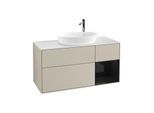 Villeroy und Boch Finion Waschtischunterschrank F951PHHH 120cm, Abdeckplatte white matt, Regale Glossy black lacquer, Sand Matt Lacquer