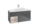 Villeroy und Boch Finion Waschtischunterschrank F821HHGK 120cm, Abdeckplatte white matt, Regale sand matt lacquer, Anthracite matt