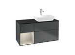 Villeroy und Boch Finion Waschtischunterschrank F802HHHG 120cm, Abdeckplatte black matt, Regale sand matt lacquer, Midnight Blue Matt Lacquer