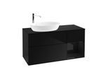 Villeroy und Boch Finion Waschtischunterschrank F932PHPH 120cm, Abdeckplatte black matt, Regale Glossy black lacquer, Glossy Black Lacquer
