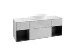 Villeroy und Boch Finion Waschtischunterschrank GD01PDGJ 120cm, Abdeckplatte white matt, Emotion, Regale Black matt lacquer, Light grey matt