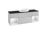 Villeroy und Boch Finion Waschtischunterschrank FD02MTGJ 120cm, Abdeckplatte black matt, Regale White matt lacquer, Light grey matt