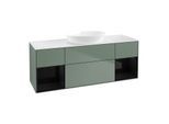 Villeroy und Boch Finion Waschtischunterschrank FD01PHGM 120cm, Abdeckplatte white matt, Regale Glossy black lacquer, Olive Matt Lacquer