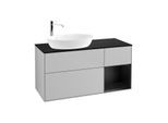Villeroy und Boch Finion Waschtischunterschrank F932PDGJ 120cm, Abdeckplatte black matt, Regale Black matt lacquer, Light grey matt