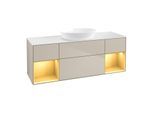 Villeroy und Boch Finion Waschtischunterschrank GD01HFHH 120cm, Abdeckplatte white matt, Emotion, Regale Gold matt lacquer, Sand Matt Lacquer