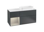 Villeroy und Boch Finion Waschtischunterschrank F271HHHG 120cm, Abdeckplatte white matt, Regal links Sand Matt Lacquer, Midnight Blue Matt Lacquer