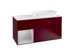 Villeroy und Boch Finion Waschtischunterschrank G271GJHB 120cm, Abdeckplatte white matt, Emotion, Regal links Light grey matt, Peony Matt