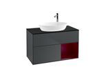 Villeroy und Boch Finion Waschtischunterschrank G902HBHG 100cm, Abdeckplatte black matt, Emotion, Regale Peony matt lacquer, Midnight Blue Matt Lacquer