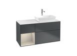 Villeroy und Boch Finion Waschtischunterschrank F801HHHG 120cm, Abdeckplatte white matt, Regale sand matt lacquer, Midnight Blue Matt Lacquer