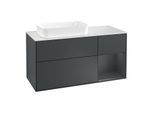 Villeroy und Boch Finion Waschtischunterschrank G281HGHG 120cm, Abdeckplatte white matt, Emotion, Regal rechts Midnight Blue Matt Lacquer, Midnight Blue Matt Lacquer