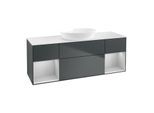 Villeroy und Boch Finion Waschtischunterschrank FD01GJHG 120cm, Abdeckplatte white matt, Regale Light grey matt lacquer, Midnight Blue Matt Lacquer