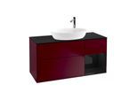 Villeroy und Boch Finion Waschtischunterschrank F952PHHB 120cm, Abdeckplatte black matt, Regale Glossy black lacquer, Peony Matt