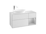 Villeroy und Boch Finion Waschtischunterschrank F931GJMT 120cm, Abdeckplatte white matt, Regale Light grey matt lacquer, White matt lacquer