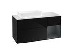 Villeroy und Boch Finion Waschtischunterschrank G281HGPH 120cm, Abdeckplatte white matt, Emotion, Regal rechts Midnight Blue Matt Lacquer, Glossy Black Lacquer