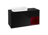 Villeroy und Boch Finion Waschtischunterschrank G282HBPH 120cm, Abdeckplatte black matt, Emotion, Regal rechts Peony, Glossy Black Lacquer