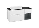 Villeroy und Boch Finion Waschtischunterschrank G282HGGF 120cm, Abdeckplatte black matt, Emotion, Regal rechts Midnight Blue Matt Lacquer, Glossy white lacquer