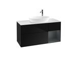 Villeroy und Boch Finion Waschtischunterschrank F951HGPH 120cm, Abdeckplatte white matt, Regale Midnight matt lacquer, Glossy Black Lacquer