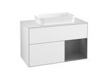 Villeroy und Boch Finion Waschtischunterschrank G251GKGF 100cm, Abdeckplatte white matt, Emotion, Regal rechts Anthracite matt, Glossy white lacquer
