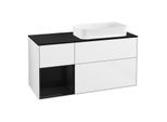 Villeroy und Boch Finion Waschtischunterschrank G272PHGF 120cm, Abdeckplatte black matt, Emotion, Regal links Glossy Black Lacquer, Glossy white lacquer