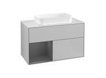 Villeroy und Boch Finion Waschtischunterschrank G241GKGJ 100cm, Abdeckplatte white matt, Emotion, Regal links Anthracite matt, Light grey matt