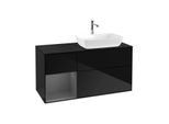 Villeroy und Boch Finion Waschtischunterschrank F802GKPH 120cm, Abdeckplatte black matt, Regale Anthracite matt lacquer, Glossy Black Lacquer