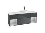 Villeroy und Boch Finion Waschtischunterschrank F981GJHG 160cm, Abdeckplatte white matt, Regale Light grey matt lacquer, Midnight Blue Matt Lacquer