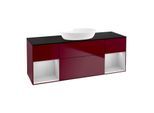 Villeroy und Boch Finion Waschtischunterschrank GD02GJHB 120cm, Abdeckplatte black matt, Emotion, Regale Light grey matt lacquer, Peony Matt