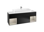 Villeroy und Boch Finion Waschtischunterschrank G211HHPD 160cm, Abdeckplatte white matt, Emotion, Regale sand matt lacquer, Black matt lacquer