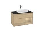 Villeroy und Boch Finion Waschtischunterschrank G782PCPC 100cm, Abdeckplatte black matt, Emotion, Regale Oak Veneer, Oak Veneer