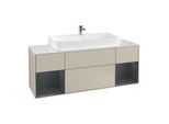 Villeroy und Boch Finion Waschtischunterschrank F211HGHH 160cm, Abdeckplatte white matt, Regale Midnight matt lacquer, Sand Matt Lacquer