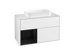 Villeroy und Boch Finion Waschtischunterschrank G241PHGF 100cm, Abdeckplatte white matt, Emotion, Regal links Glossy Black Lacquer, Glossy white lacquer
