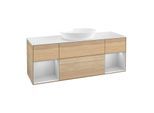 Villeroy und Boch Finion Waschtischunterschrank FD01GJPC 120cm, Abdeckplatte white matt, Regale Light grey matt lacquer, Oak Veneer
